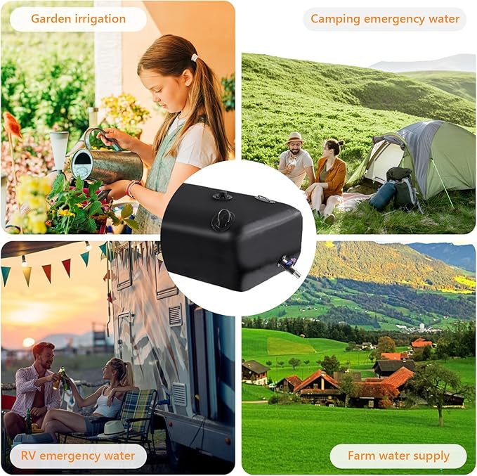 Rodelna Foldable Portable Water Tank - 30 GAL Large Water Storage with 3/4" PVC Spigot and Hose Kit for Camping, Garden, Emergency Use
