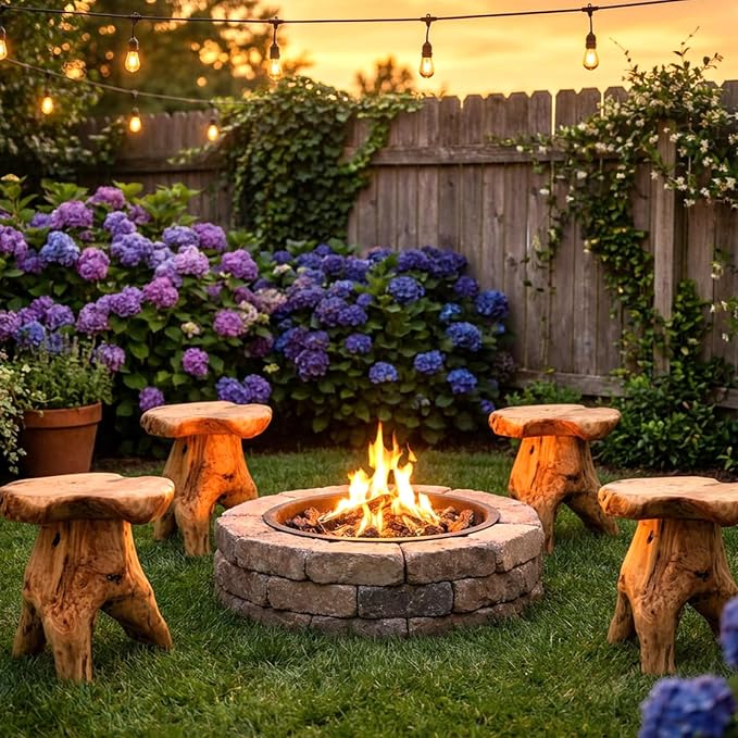WELLAND Natural Cedar Stump Stool, 14" End Table, Live Edge Side Table, Plant Stand, Small Nightstand, Mushroom Stool for Living Room, Bedroom, Patio, Garden