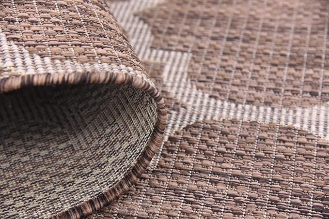 Unique Loom Outdoor Trellis Collection Area Rug (2' x 6' 1" Runner, Brown/ Ivory)