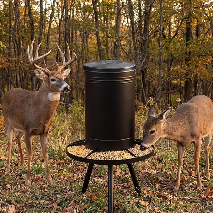 1 Pack Black 55 Gallon Drum Lid with Handle Feeder Part Steel 3 Deep Heavyweight 9 lb Heavy Duty Waterproof Dustproof for Deer Turkey Feeder Fit Most 55 Gallon Rain Barrel