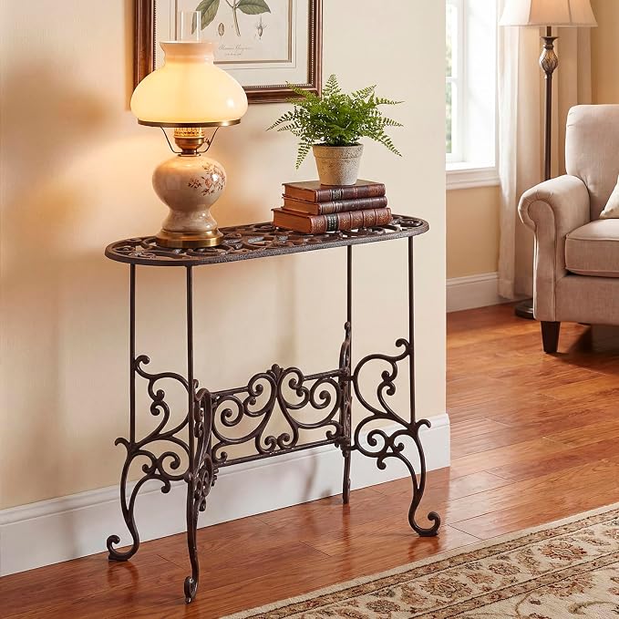 Heavy Duty Cast Iron Potted Plant Stand 22in tall Metal Garden Table Potted Plant Holder Cast Iron Tree Stand Indoor Outdoor Corner Shelf for Planters Vases Lanterns Ornaments & Books