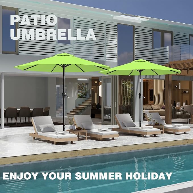 AreShark 9 FT Patio Umbrella for Outdoor, Outdoor Table Umbrella with Push Button Tilt and Crank, Outdoor Patio Umbrellas with 8 Sturdy Ribs for Market, Garden, Pool (Apple Green)