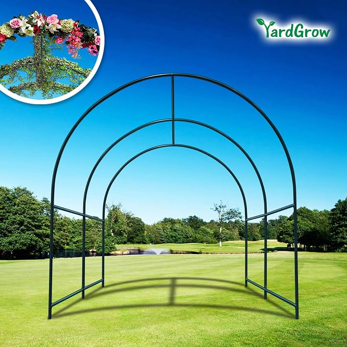 YardGrow Greenhouse Frames for Larger Hot Garden House Support Arch Frame Climbing Plants/Flowers/Vegetables Outdoor (8.2x7x7.2 FT)
