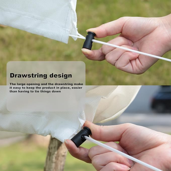 Gardzen 5-Pack Plant Covers Freeze Protection, Drawstring Tree Cover, Winter Freeze Plant Protection, Tree Jacket Frost Blanket for Outdoor Plants, 22.4" x 24"