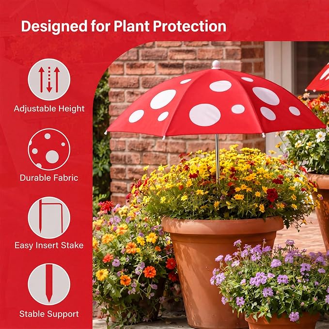 Gilprop 3 Pack Plant Shade Umbrellas for Outdoor Plants, 23.6" Mushroom Style Sun Shade Covers, Sun Protection Cloth for Potted Plants, Garden Beds, Patio Flowers