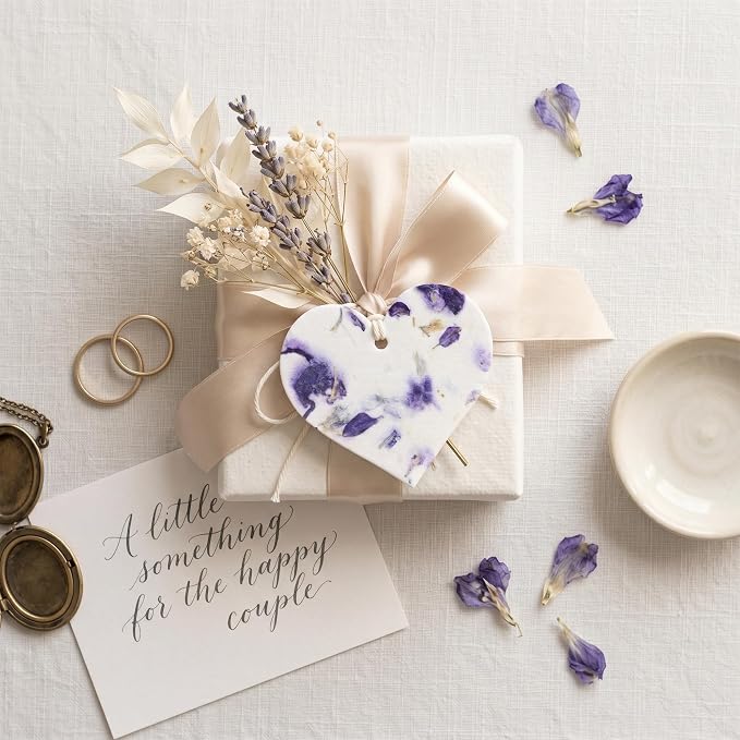 Set of 24 Purple Heart Seed Paper – Writable & Plantable Wildflower with Envelopes & Planting Guides, Mom's Gift for Mother’s Day, Use for Wedding, Baby Shower, Heart Party Favors & Easter Decorations