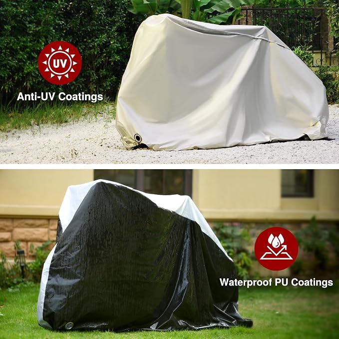 Puroma Bike Cover for 1/2/3 Bikes, Waterproof Outdoor Storage Bicycle Covers Rain Sun UV Dust Wind Proof with Lock Hole for Mountain Road Electric Bike