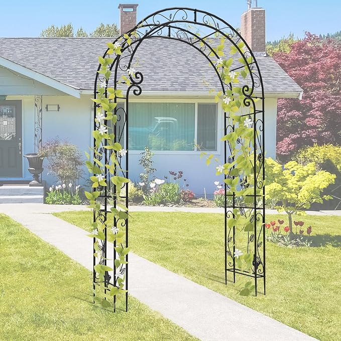 Garden Abor - 88"(H)*51"(L), Sturdy Metal Garden Arch with Rust-Resistant Finish, Trellis for Climbing Plants Outdoor, Ideal as Wedding Arches for Ceremony(20MM Pipe)
