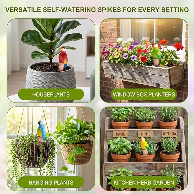 Terracotta Watering Spike Set, 4 Pcs Self Watering Planter Insert, Automatic Plant Watering Devices for Vacation Care, Garden/Office/Outdoor/Indoor Plant Decoration