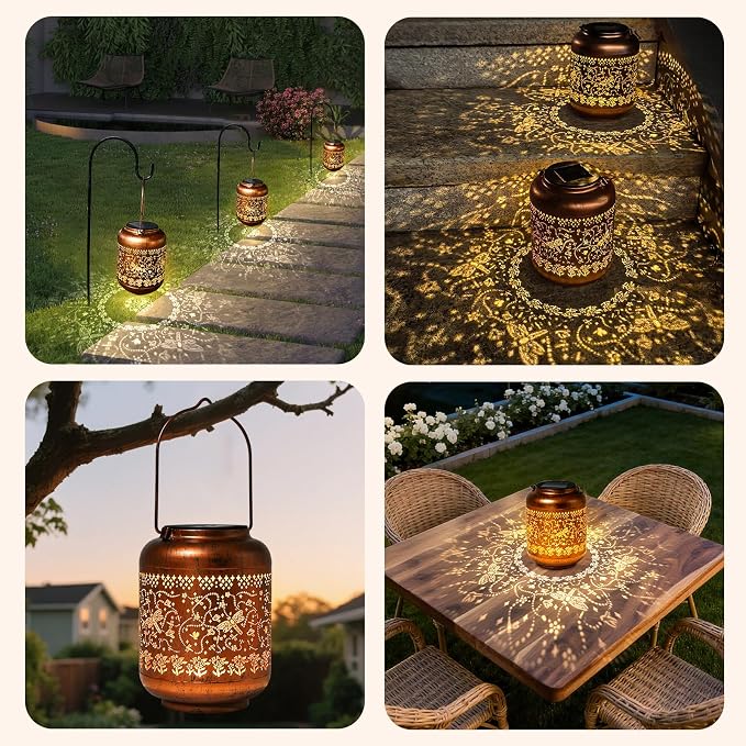 4Pack Dragonfly Solar Lanterns Outdoor Waterproof Christmas Gifts for Women Metal Hanging Solar Lights for Yard Patio Lawn Backyard Butterfly Gardening Gifts for Mom Grandma Garden Decor
