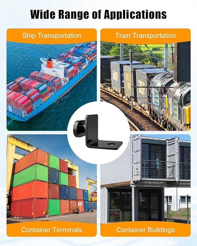 4 Pack Shipping Container Anchors, Heavy Duty Side Twist Lock Tie Downs for Cement or Rock Floors, Container Lock Down Bracket, Black Powder Coated Steel
