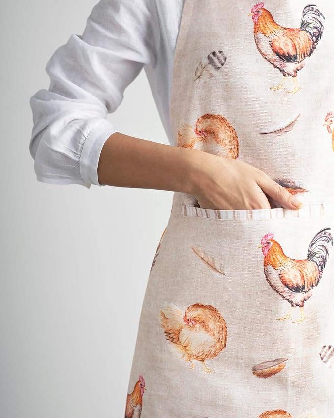 Maison d' Hermine Aprons for women with Pocket 100% Cotton (27.50"x31.50") | Adjustable Neck Strap & long ties Apron Men Chef Wedding Cooking Gardening Server Maid