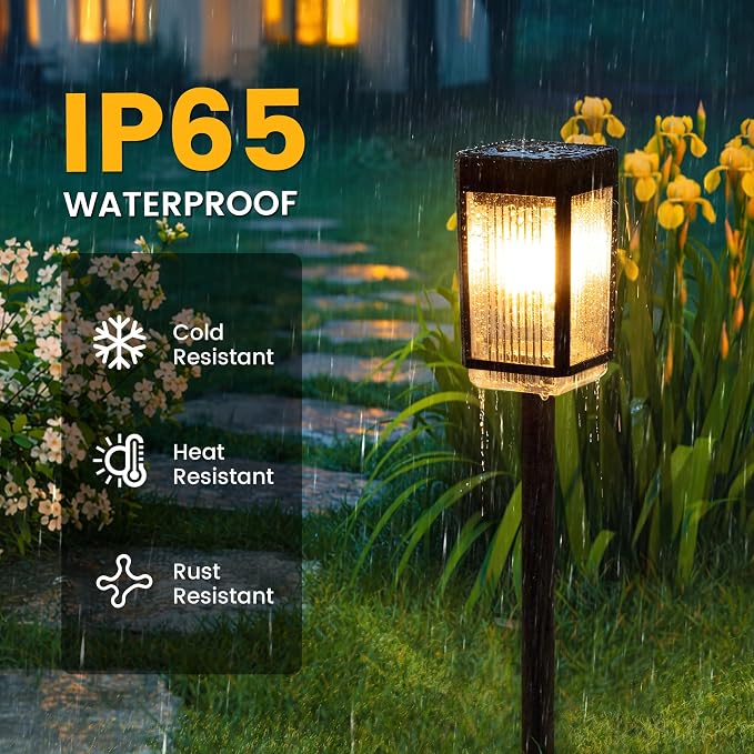 Solar Pathway Lights, 12 Pack Solar Powered Garden Lights Waterproof IP65, 3 Brightness Modes 10-40 LM Outdoor Light for Lawn Patio Walkway Driveway Decor Landscape Lighting (Warm White)