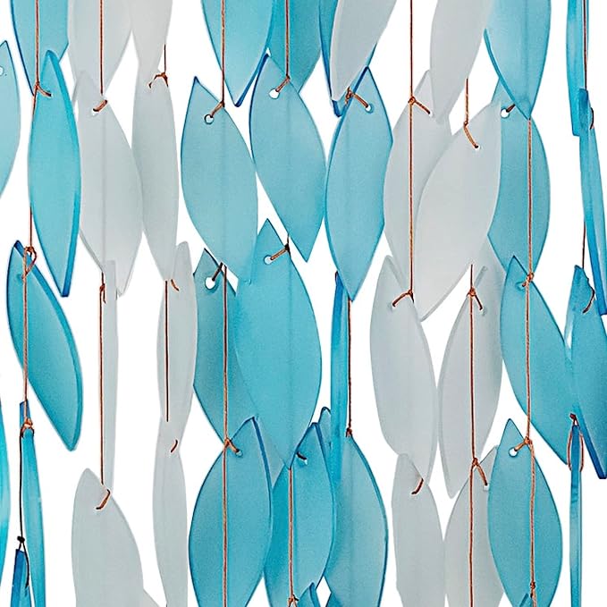 Blue Handworks Blue Deluxe Waterfall Glass Wind Chime | Handcrafted Deluxe Waterfall Glass Wind Chime in Bright Blue and Frosted White