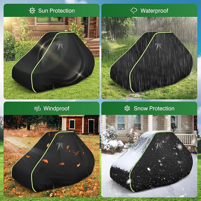 Zero Turn Mower Cover-Heavy-Duty 420D Waterproof Lawn Covers, with Cotton Lined Oxford Fabric & Air Vents, Universal Fit for Toro TimeCutter, John Deere, Cub Cadet, Husqvarna