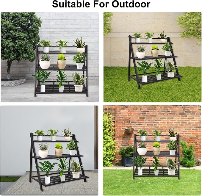 Aluminum Plants Shelf Outdoor 3-Tier Plant Stand Rustproof | Multiple Flower Holder Rack, Metal Plant Stands Home Decor for Balcony Living Room Patio Garden (3-Tier)