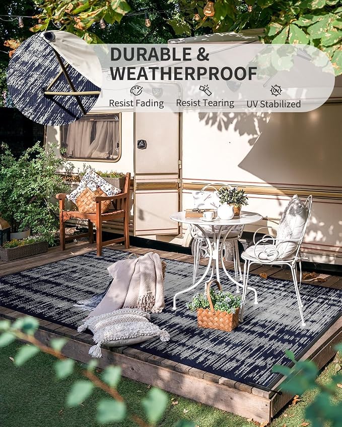 MontVoo Outdoor Rug Waterproof 9x18ft Outdoor Patio Rug Mat Reversible Plastic Straw Outside Rug Carpet Outdoor Rugs for RV Camping Picnic Beach Balcony Porch Deck
