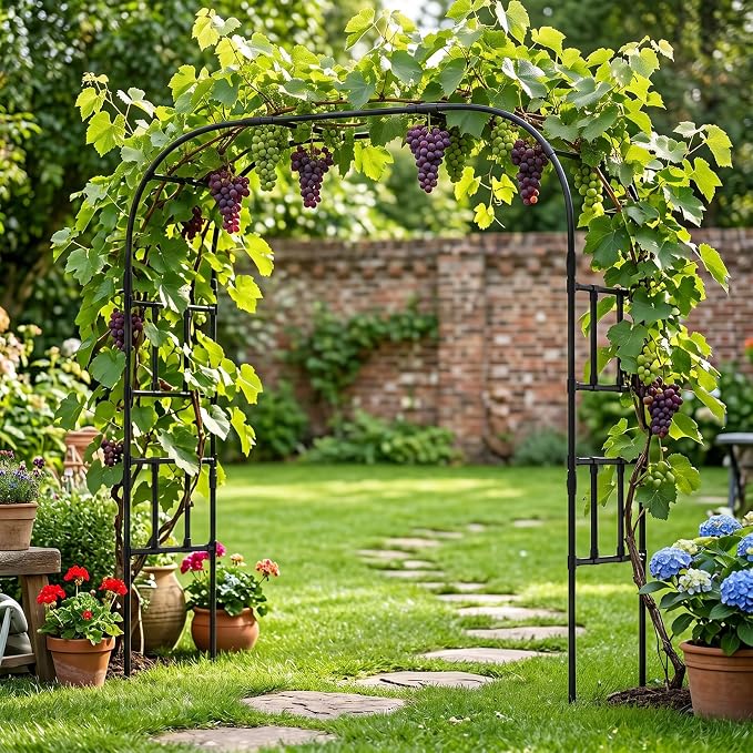 Garden Arch Trellis, 87in H x 16in L Large Garden Arch Arbor Trellis for Climbing Plants Outdoor Plant Support for Cucumber Grape Vine,Tall Metal Gardens Archway for Lawn Party Ceremony