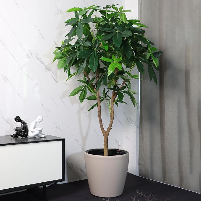 Dexceder 13x12 Self Watering Planter with Wheels (Taupe Matte) | Inner Pot Design, Thickened Large Floor Standing Flower Plant Pot with Water Level Indicator Indoor Outdoor