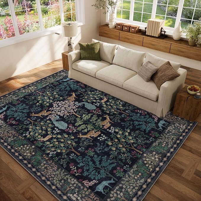 6x9 Area Rugs for Living Room: Washable Bedroom Rug Stain Resistant Non Slip Low Pile Lightweight Soft Carpet Rugs for Dining Room Kitchen Nursery Kids Room Playroom Home Office Indoor