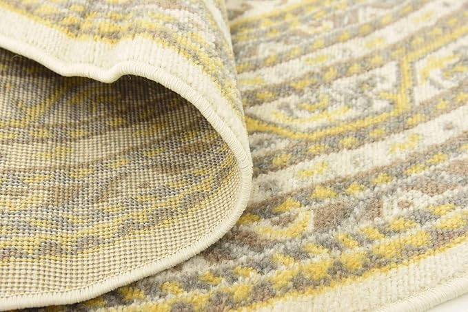 Unique Loom Williamsburg Collection Traditional Border with Dotted Center Area Rug, Round 5' 1" x 5' 1", Beige/Yellow