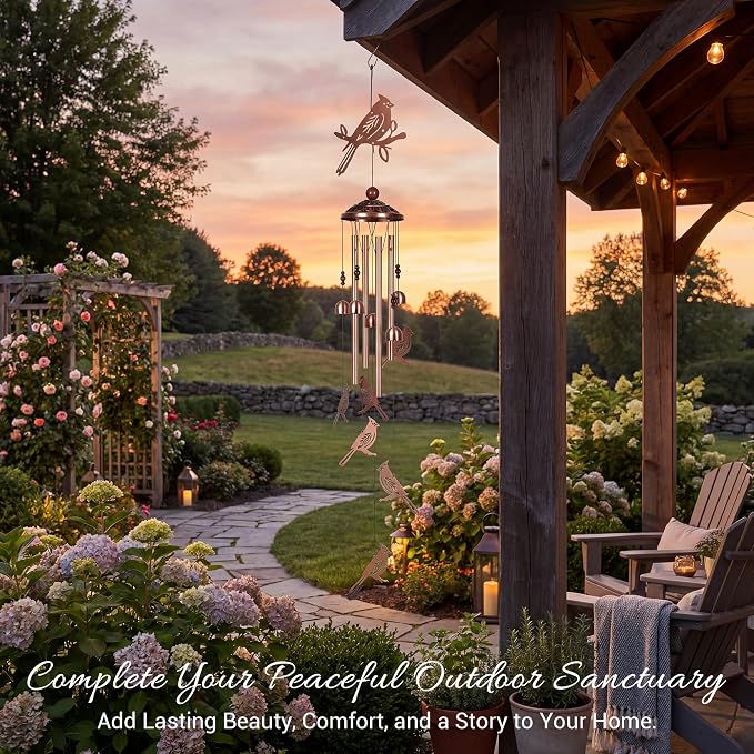 Cardinal Wind Chimes for Outside - Memorial Wind Chime, Love‘s Gentle Messenger. A Thoughtful Gift of Hope & Comfort for Sympathy, Mother‘s Day, Father’s Day, Housewarming, and Garden Decor