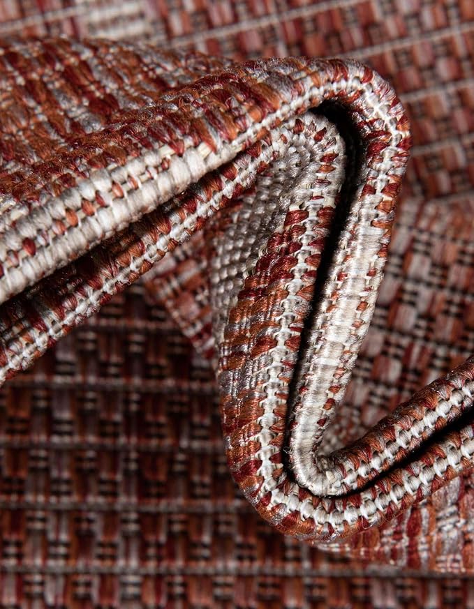Unique Loom Outdoor Trellis Collection Area Rug (2' 7" x 10' Runner Rust Red/Ivory)