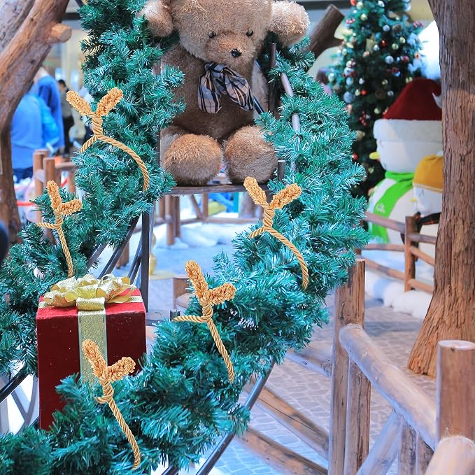 Zhengmy 16 Pcs 20 Inches Christmas Garland Ties Christmas Decorative Twist Ties for Banister Reusable and Flexible Twist for Xmas Home Decorations Holiday Craft Wrapping (Gold)