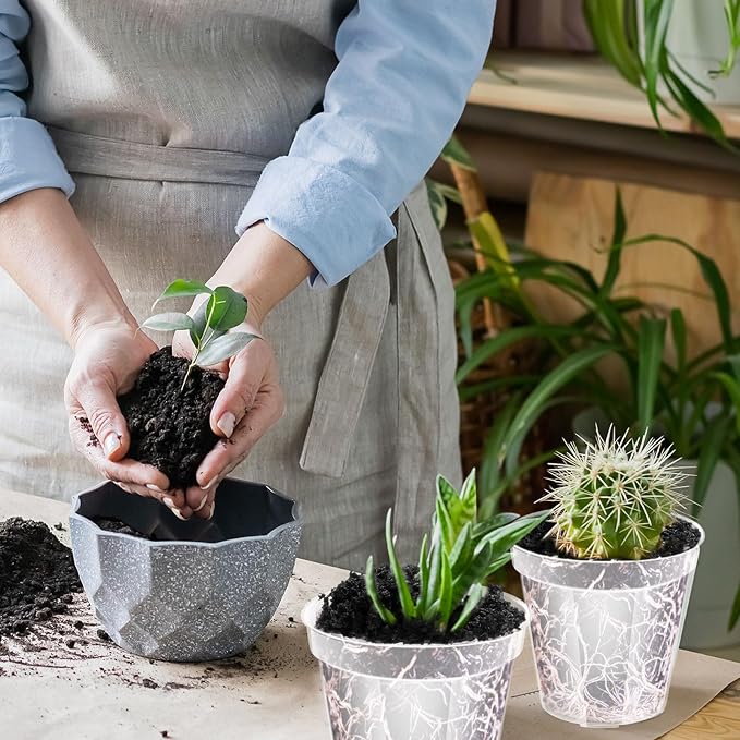 Vesici 24 Pcs 4/5/6/7/8/9 Inch Large Thickened Clear Nursery Pots Variety Pack Plant Pots with Drainage Holes Planters for Indoor Plants Flexible Transparent Plastic Plant Bottle Succulents