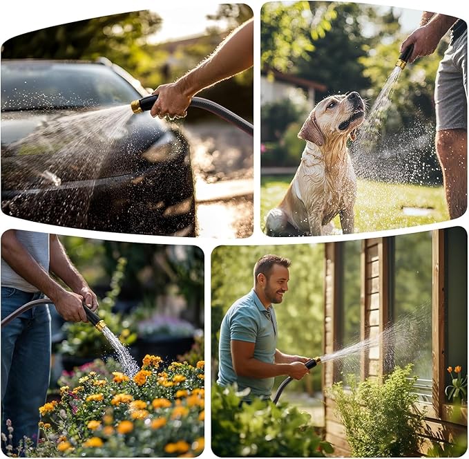 50ft Non-Expanding Garden Hose, Lightweight & Kink-Free, Flexible Heavy Duty Water Hose for Lawn, Yard, Car Washing