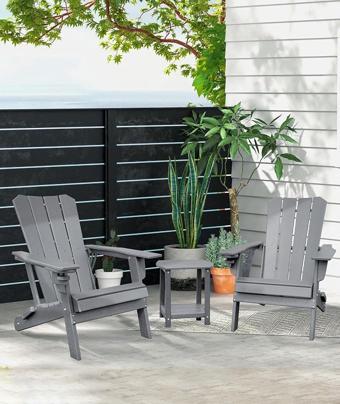 Adirondack Square Outdoor Side Table,2-Tier Storage Patio Side Table, HDPE End Tables for Backyard Pool Porch Garden Lawn