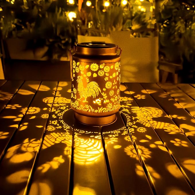 Birthday Gifts for Women Mom Grandma, Chicken Solar Lanterns Outdoor Waterproof, Hanging Solar Lights for Yard Patio Lawn Garden Decor