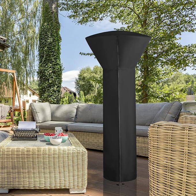 Vailge Patio Heater Covers with Zipper and Storage Bag,Heavy Duty 600D Oxford Waterproof Outdoor Heater Cover Wind-Resistant Dustproof UV-Resistant,Black,89'' Height x 33" Dome x 19" Base