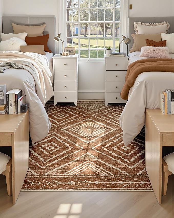 5'x7' Washable Area Rug for Living Room Bedroom Yellowbrown | Soft Western No Slip Low Pile Print Foldable Indoor for Kitchen Dining Room
