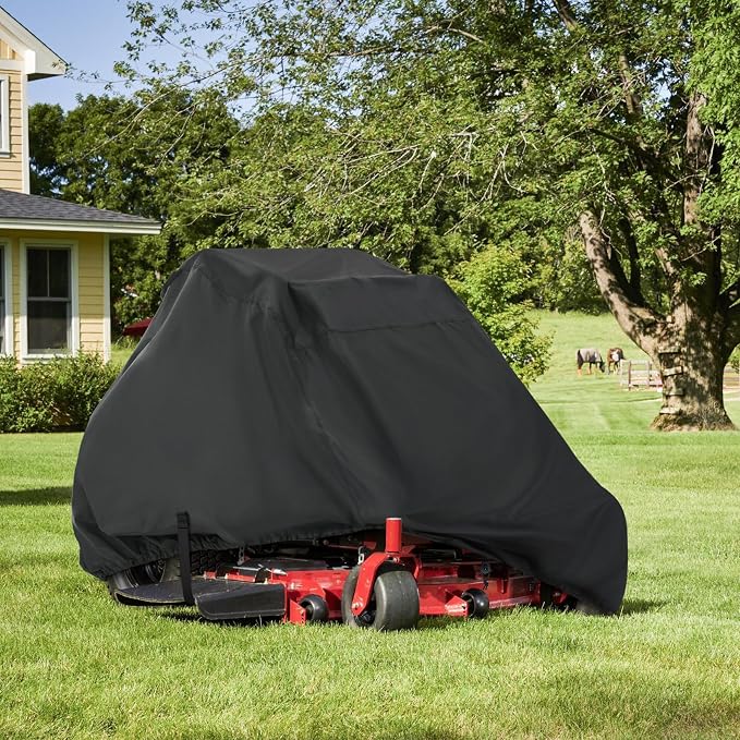 Porch Shield Zero Turn Mower Cover - Waterproof Heavy Duty Riding Lawn Tractor Cover (Up to 54 inches Decks, Black)