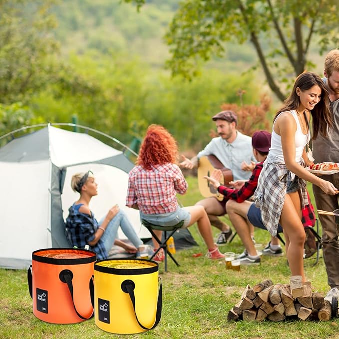 Tessco for you 6 Pcs Collapsible Bucket with Handle 5 Gallon Folding Water Container Lightweight Foldable Bucket Portable for Beach Outdoor Camping Hiking Traveling Kitchen, 5 Colors