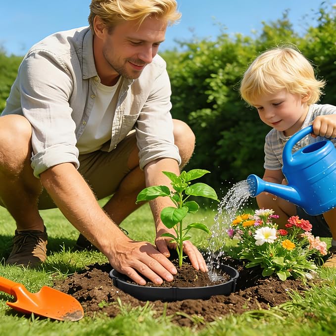Anothera 48 Pieces Planting Grow Rings, Diameter Range 8.2-15.7 Inches, Interlocking Garden Plant Rings, Black Garden Rings for Plant Support and Soil Moisture Retention