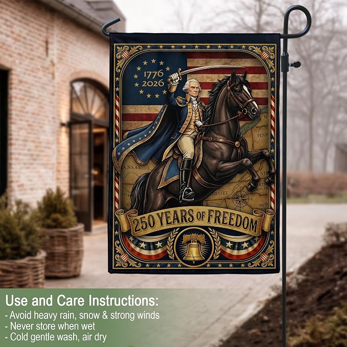 250 Years Of Freedom Flag, 250th Anniversary Usa Commemorative Flags, American 250th Anniversary Patriotic Design, 1776-2026 Commemorative Banner, Garden Flags For Outside, Front And Back Print 1 (12x18 Inch)