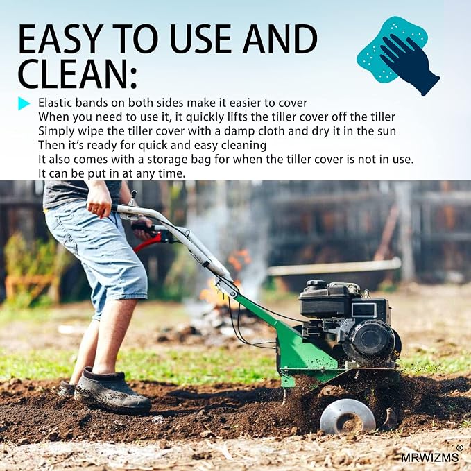 Tiller Cover, Rototiller Cover, 420D Oxford Fabric UV, Waterproof, Dustproof, Universal rototiller Cover with Black Protective Bag