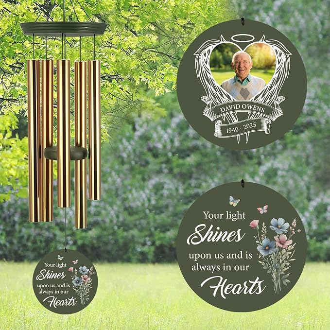 ASTARIN Personalized Wind Chimes in Memory of a Loved One, Bereavement Gifts for Loss of Father, Memorial Gifts Sympathy Deep Tone Wind Chimes for Outdoor, 30/36 inch Garden Decor(Produced in Texas)