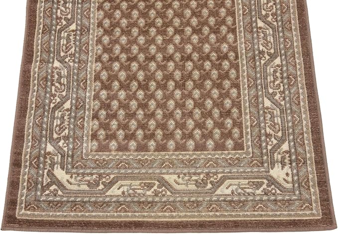 Unique Loom Williamsburg Collection Traditional Border with Dotted Center Area Rug, Runner 2' 9" x 9' 10", Brown/Beige