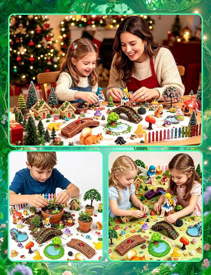 52Pcs Miniature Fairy Figurines Kit, Mini Fairies for Fairy Garden, Small Fairies Garden Accessories for Decor Cake
