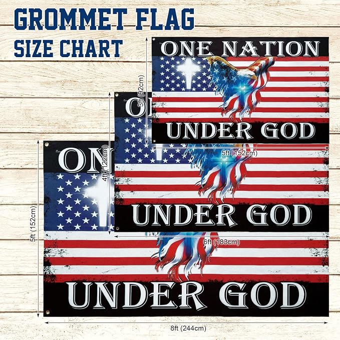 FLAGWIX 4x6 Patriot American Flags, One Nation Under God American Eagle Flag, Decorations For Home, Outside, Inside House, Patriot Decorations - Indoor, Outdoor Decor Flag with Grommetsndoor, Outdoor Decor with Grommets