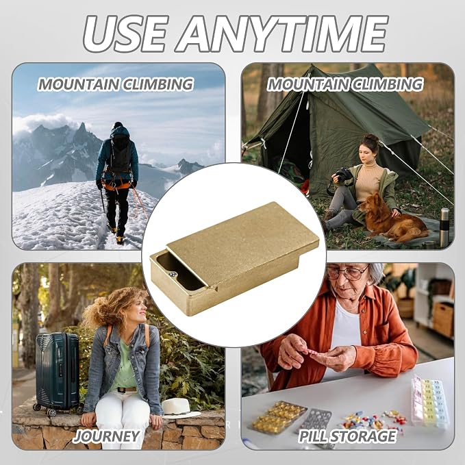Titanium EDC Container Storage Box Mini Metal Box Outdoor Camping Gear Backbag Tool For Tiny Things, Brass