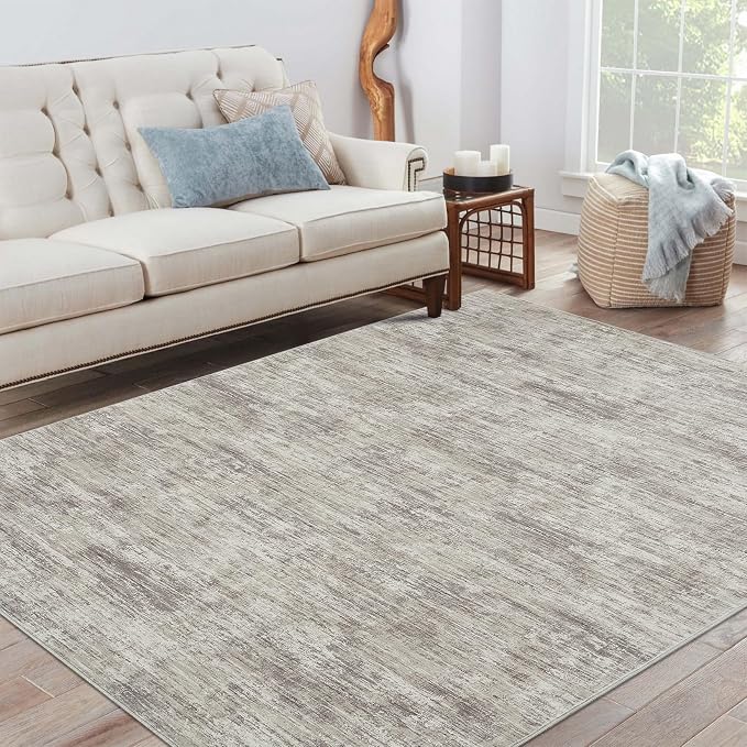 Garvee Solid Color Rugs for Living Room 4x6 Area Rugs for Bedroom, Camel | Contemporary Washable Non Slip Backing Non Shedding Low Pile Foldable Ultra Soft Rug for Dining Room Kids Room