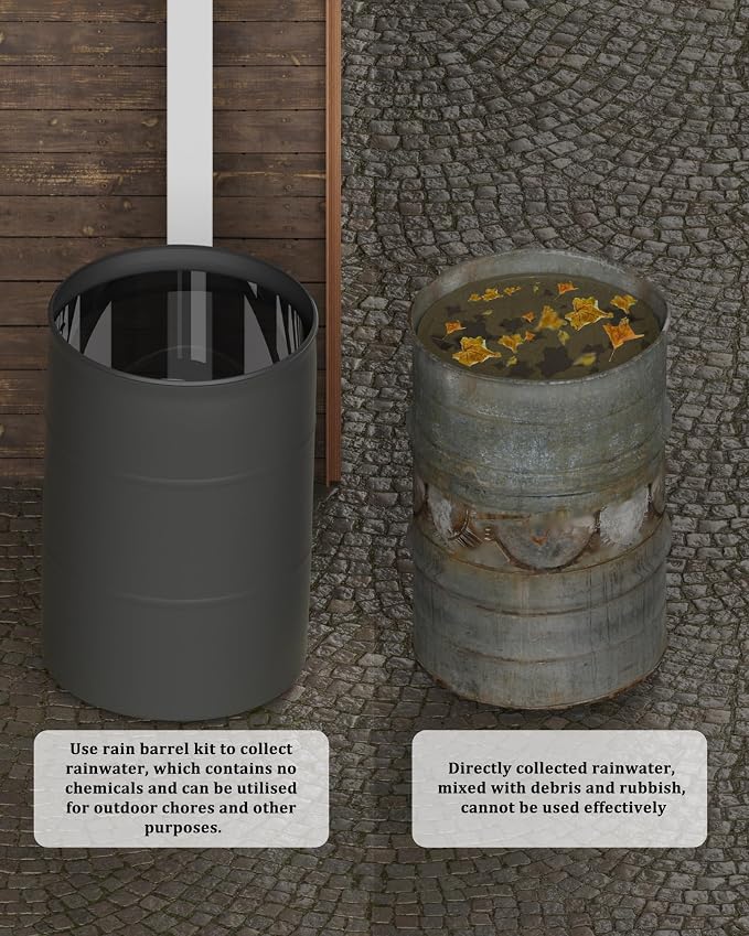 Rain Barrel Diverter Kit - Rain Barrel Downspout Diverter for Rectangular Downspouts, Easily Turn Plastic Containers into Rain Barrels, Easy Installation Without Dismantling (with Hole Saw Set)
