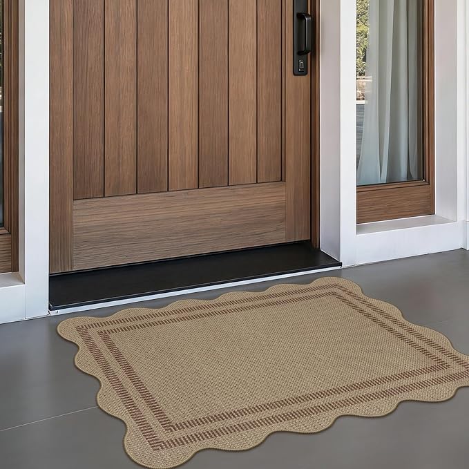 Easy Jute Outdoor Mats for Front Door, 2x3 Small Washable Kitchen Rugs, Farmhouse Brown Throw Rug Non Slip Indoor Outdoor Carpet for Entryway Porch Foyer