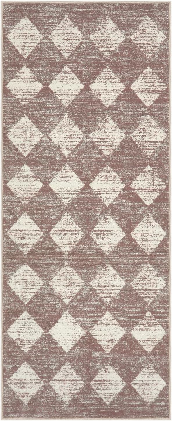 Lahome Zelie Machine Washable Bathroom Rugs Runner, 2x5 Non Slip Entryway Rugs Indoor Kitchen Runner Rug, Moroccan Trellis Non Skid Carpet Runners for Bedside Entrance Laundry Room, Beige
