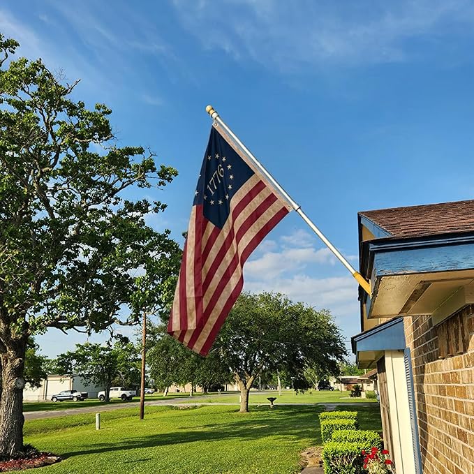 Bradford Vintage 1776 Flag 4x6 ft for Outside, Tea Stained 1776 American Betsy Ross Flag 250 Anniversary Aged Looking for 4th of July Old Bennington USA US 76 Flag with 2 Brass Grommets