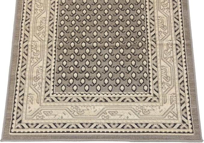Unique Loom Williamsburg Collection Traditional Border with Dotted Center Area Rug, Runner 2' 9" x 9' 10", Gray/Beige